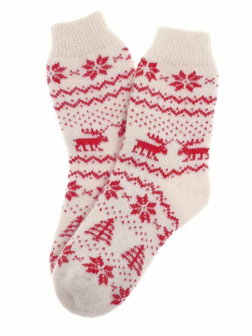 Носки шерстяные женские "Лоси" белые Носки шерстяные женские "Лоси" белые