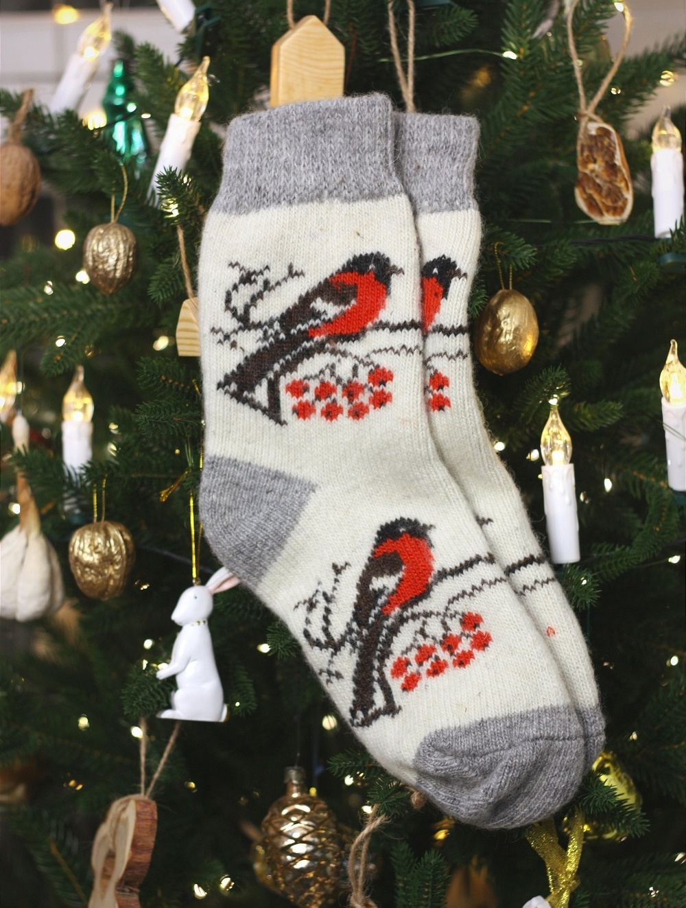 Носки шерстяные женские Снегири Носки шерстяные женские Снегири